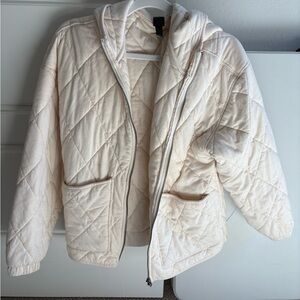 wild fable Quilted Hooded Puffer Jacket in Cream